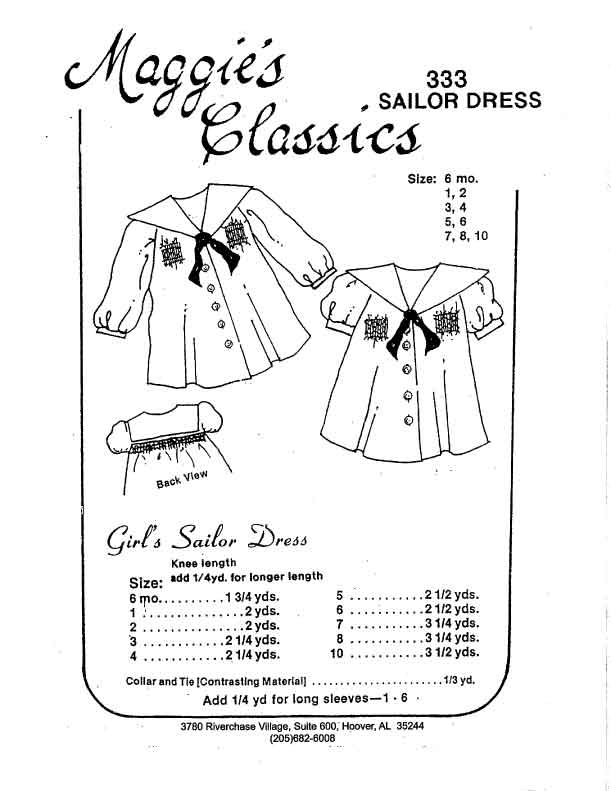 Girl's Sailor Dress w/ Smocking
