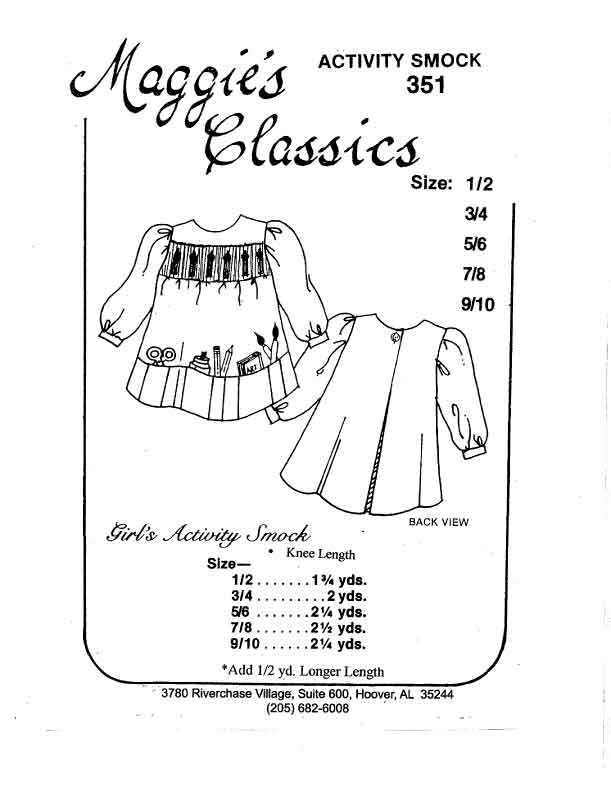 Girl's Activity Smock w/ Pockets