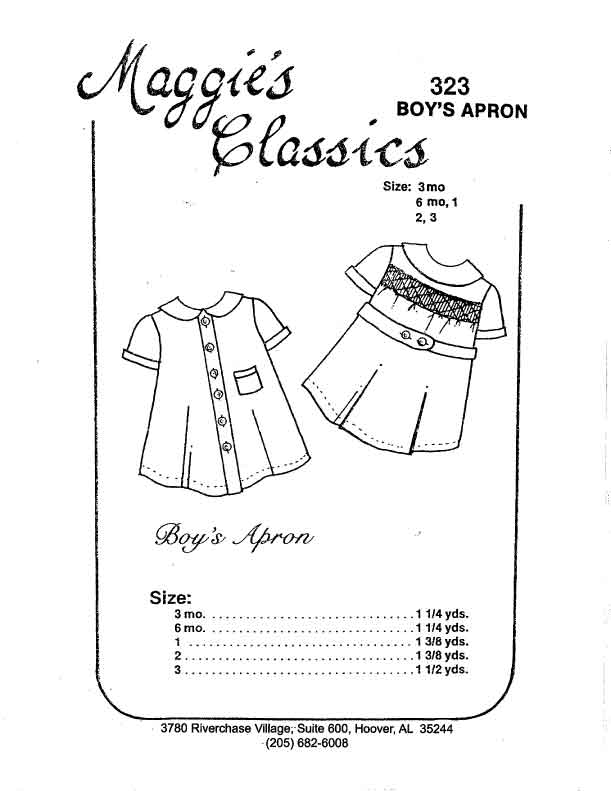 Boy's Apron, Smocked Back